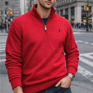 Polo Ralph Lauren Red Quarter Zip Cotton Sweater NEW Size XXL